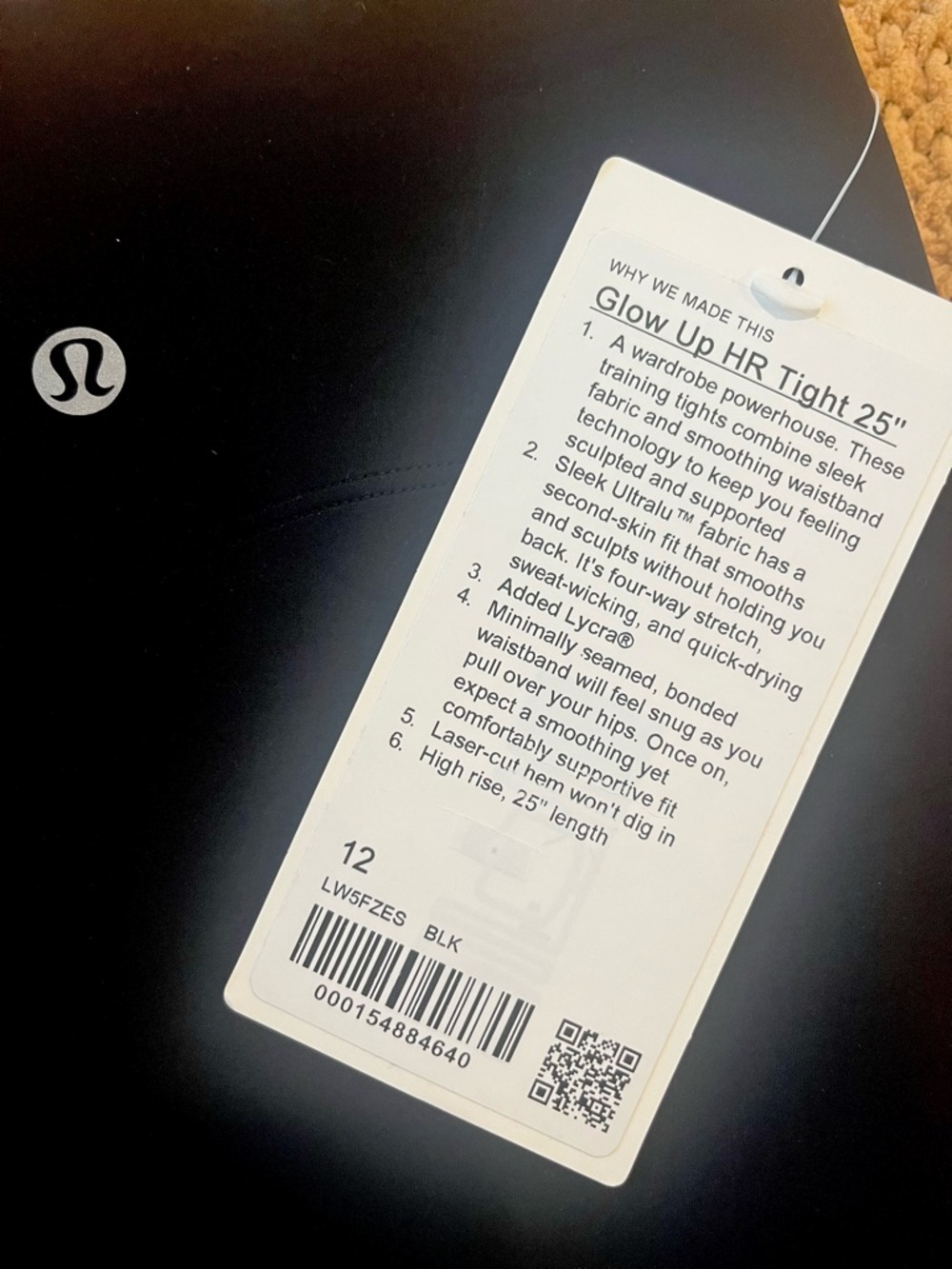 Lululemon Black High-Rise Glow Up Leggings Size 12 NWT - Picture 2 of 5